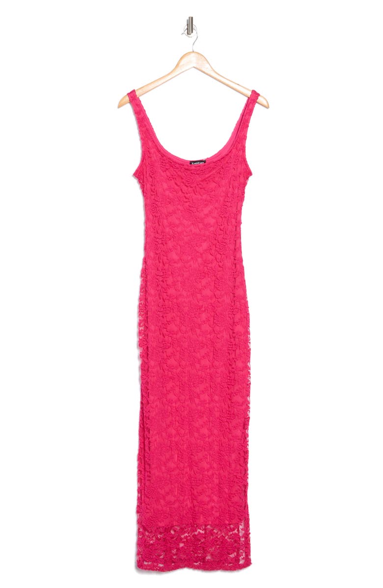 bebe Sleeveless Lace Maxi Dress, Alternate, color, Fuchsia