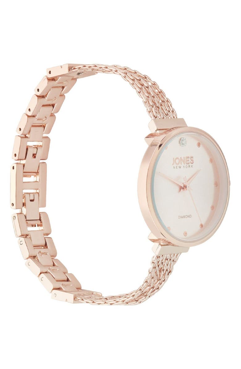 Jones New York Diamond Quartz Mesh Bracelet Watch, 36mm, Alternate, color, White/ Rose Gold