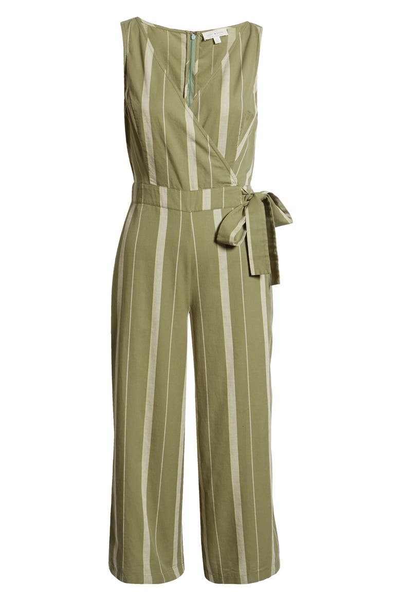 Daisy Stripe Sleeveless Cotton Jumpsuit, Alternate, color, OLIVE MULTI STRIPE