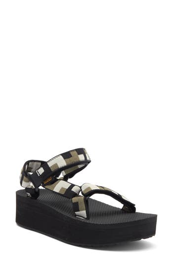 Teva Universal Platform Sandal In Retro Shapes Black