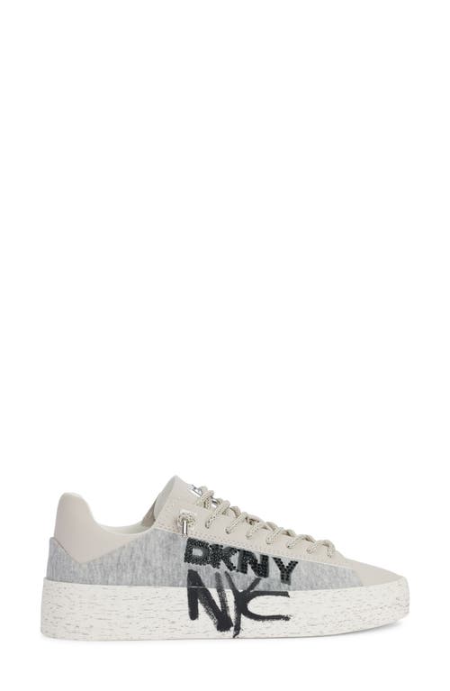 Dkny Ginali Logo Graffiti Platform Sneaker In Grey/white