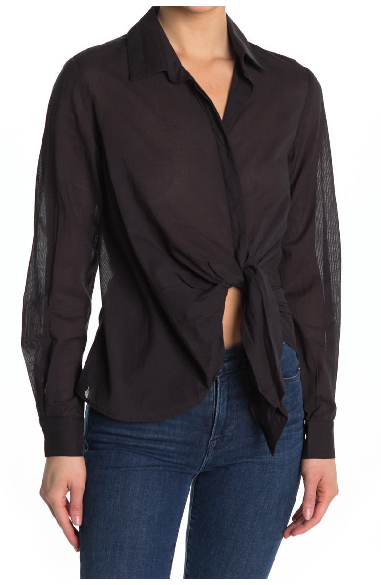 AllSaints Sirena Front Tie Shirt, Alternate, color,