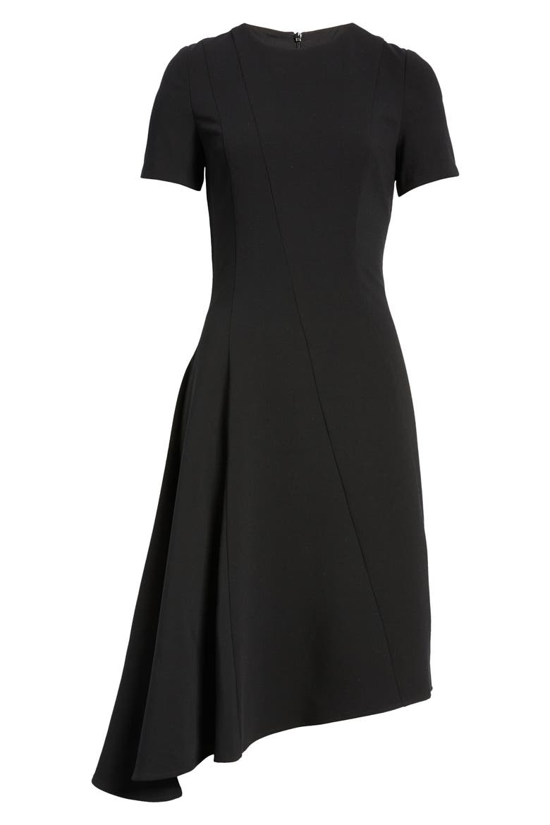 Olcay Asymmetric Hem A-Line Dress, Alternate, color, BLACK
