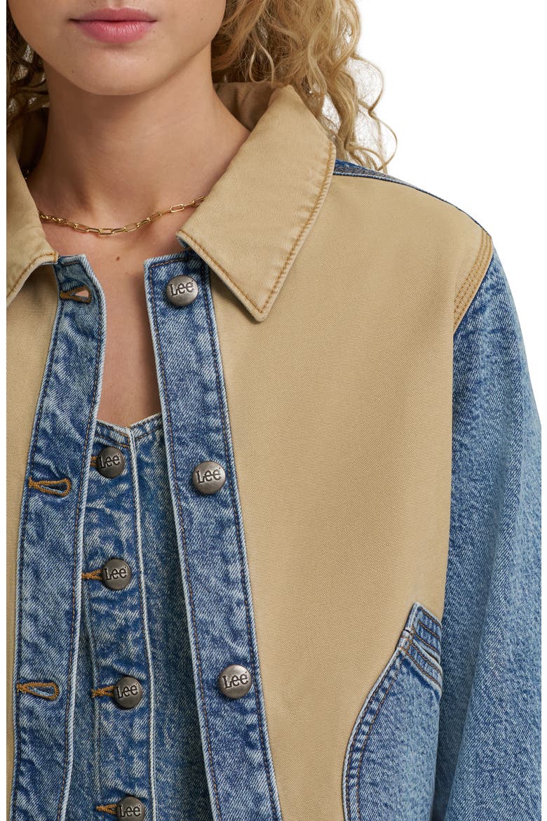 Mixed Media Denim Jacket, Alternate, color, AERIAL VIEW
