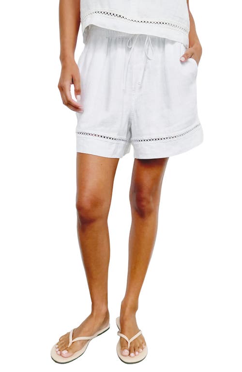 Splendid Stella Lace Inset Linen Shorts In White