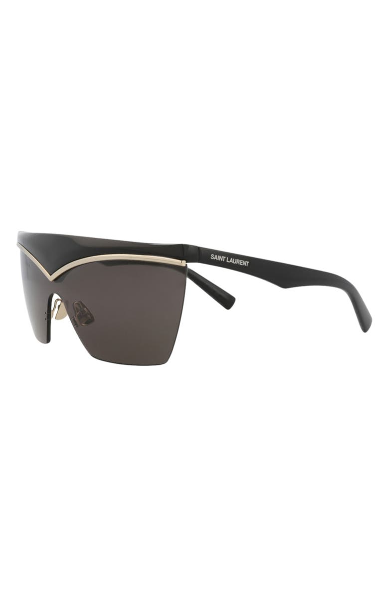 Saint Laurent 99mm Novelty Shield Sunglasses, Alternate, color, Black Black Black