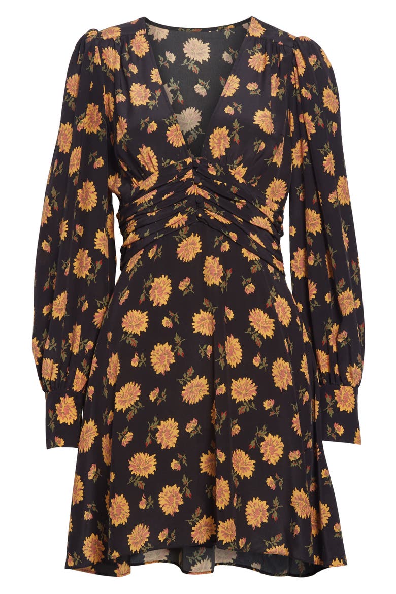 Marion Floral Silk Dress, Alternate, color, BLACK MULTI