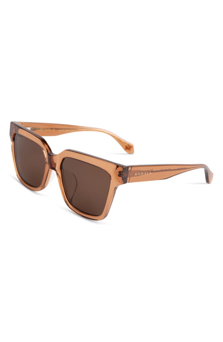 Mohala Eyewear Hana 55mm Low Bridge Wide Width Polarized Square Sunglasses, Alternate, color, Spiced Tea / Tan Lens