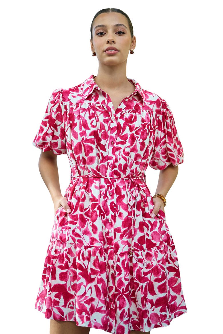 Floral Print Relaxed Shirt Dress, Main, color, Pink