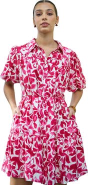 Yumi Floral Print Relaxed Shirt Dress