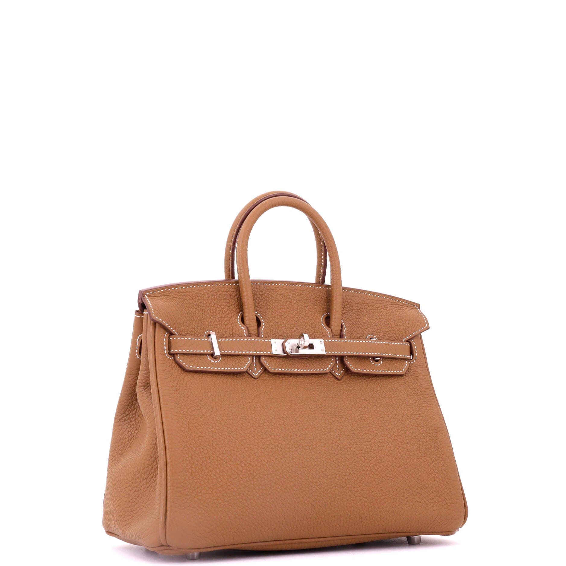 Birkin Handbag Brown Togo with Palladium Hardware 25, Alternate, color, Metallic Gold