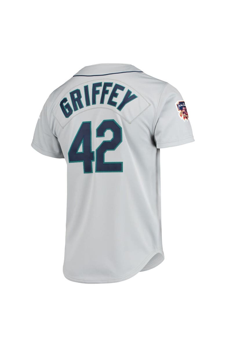 Mitchell & Ness Men's Mitchell & Ness Ken Griffey Jr. Gray Seattle Mariners 20th Anniversary Cooperstown Collection Authentic Jersey, Alternate, color,
