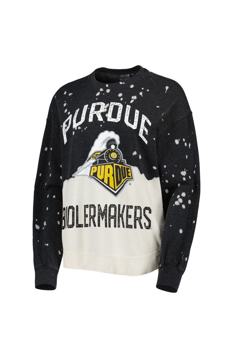 GAMEDAY COUTURE Women's Gameday Couture Black Purdue Boilermakers Twice As Nice Faded Dip-Dye Pullover Long Sleeve Top, Alternate, color, 