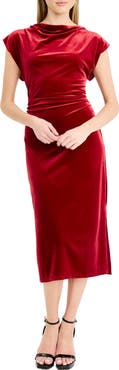 Maggy London Softly Draped Velvet Midi Dress