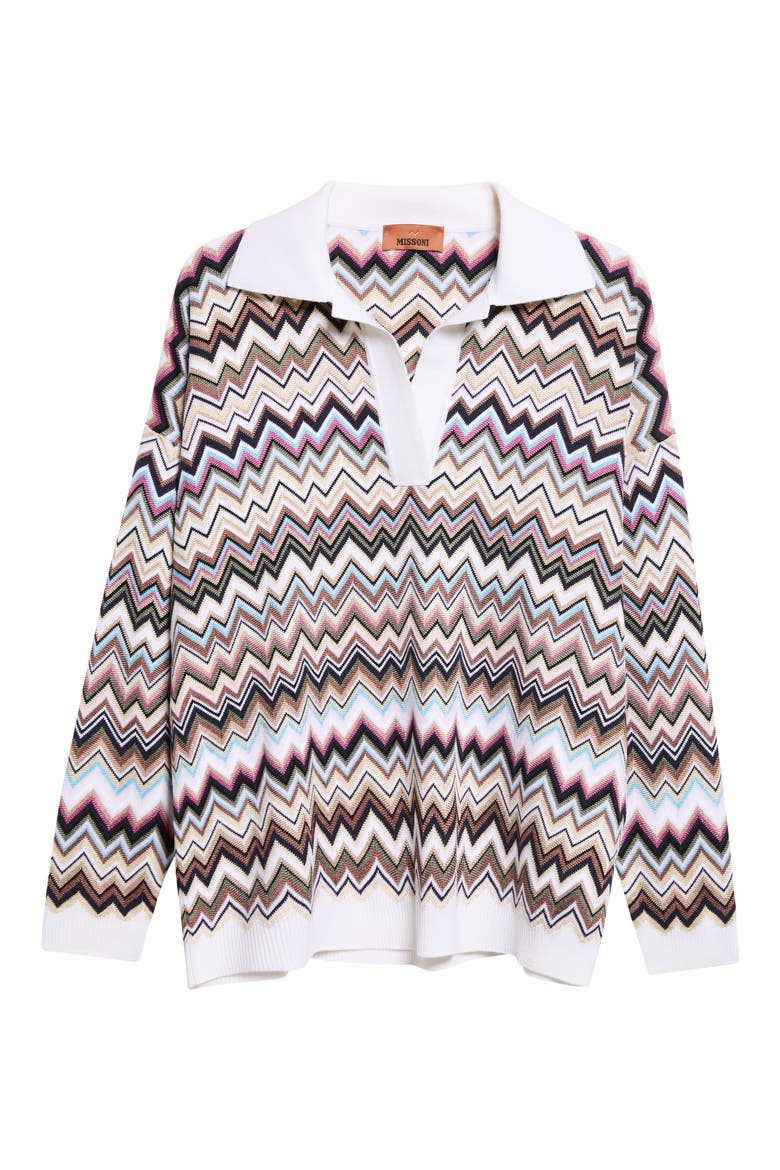 Zigzag Jacquard Polo Sweater, Main, color, SMSPL