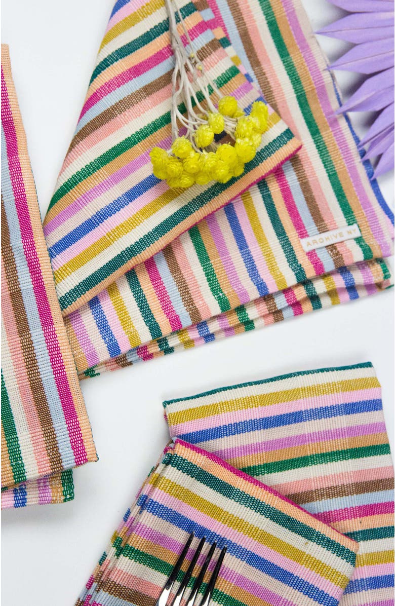 Archive New York Valentina Rainbow Striped Handwoven Cotton Napkins, Set of 4, Alternate, color, Rainbow