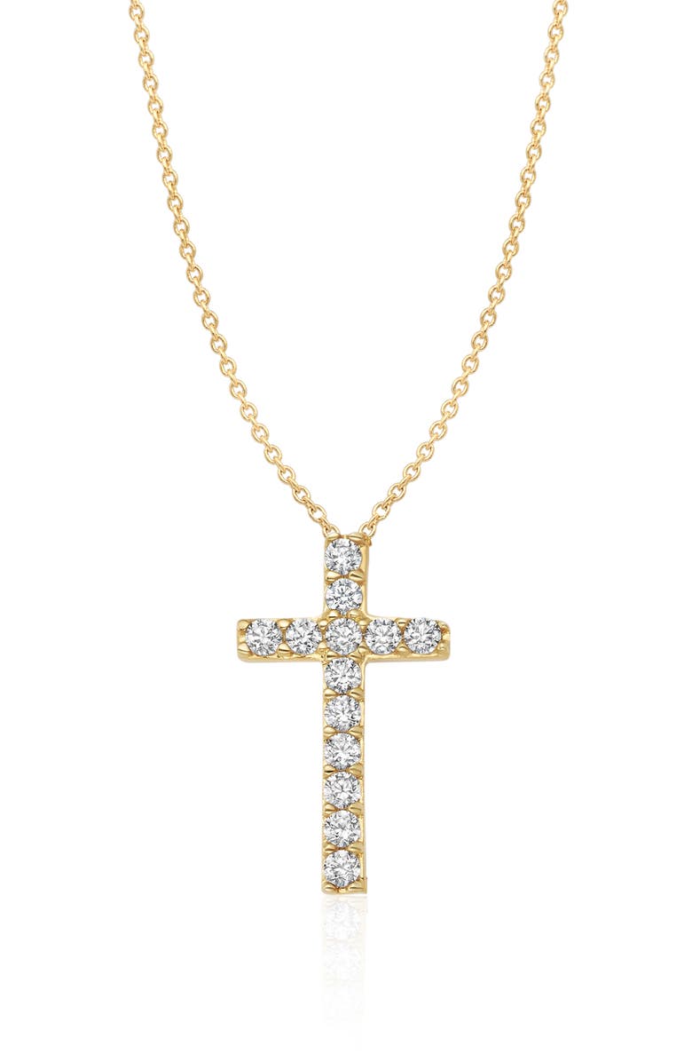 Crislu Pavé Cubic Zirconia Cross Pendant Necklace, Main, color,
