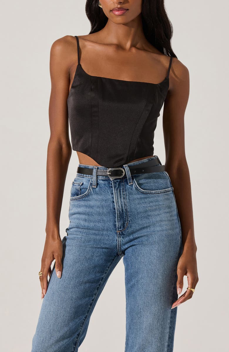 ASTR the Label Satin Corset Camisole, Alternate, color, Black