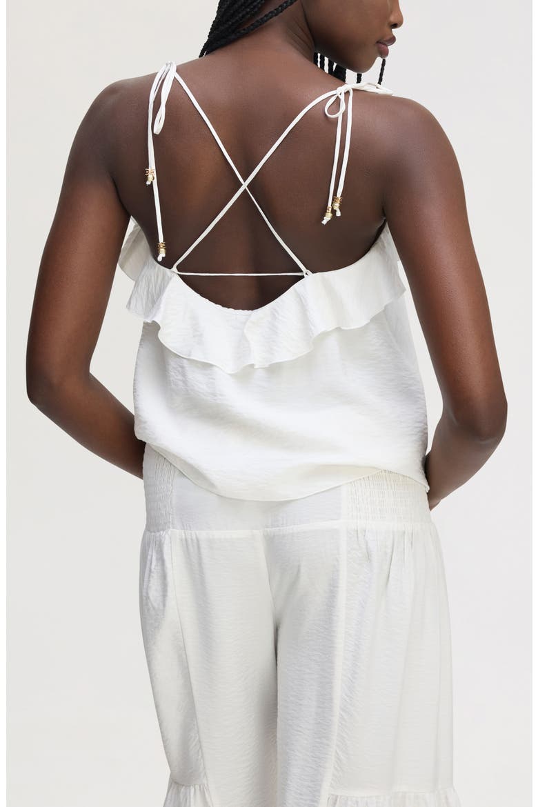 Ruffle Tie Strap Camisole, Alternate, color, ECRU