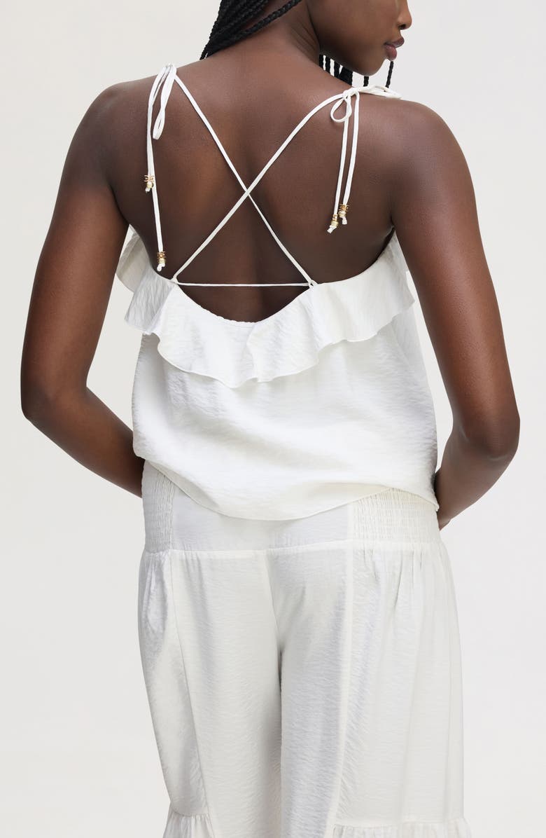 Sam Edelman Ruffle Tie Strap Camisole, Alternate, color, Ecru