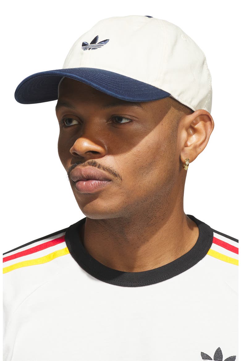 Relaxed Trefoil Adjustable Baseball Cap, Alternate, color, WARM VANILLA YELLOW/ INDIGO