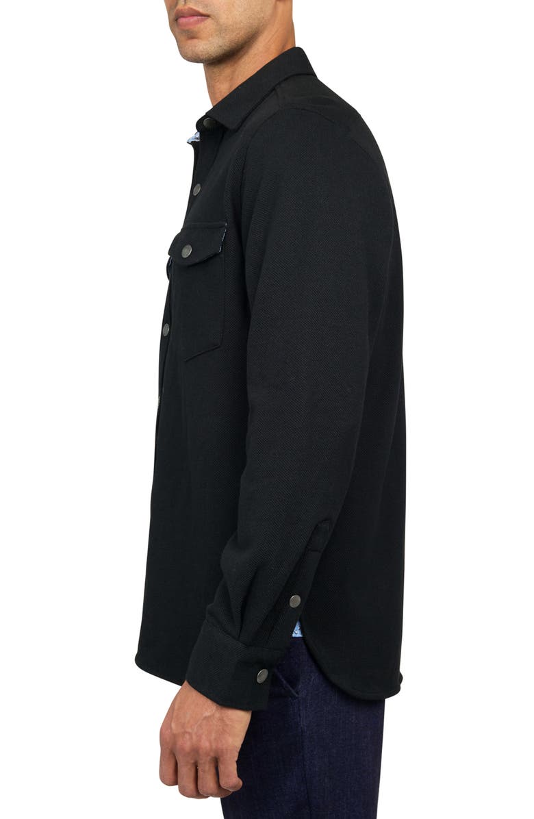 Brooklyn Brigade Solid Waffle Knit Shirt Jacket, Alternate, color, Black