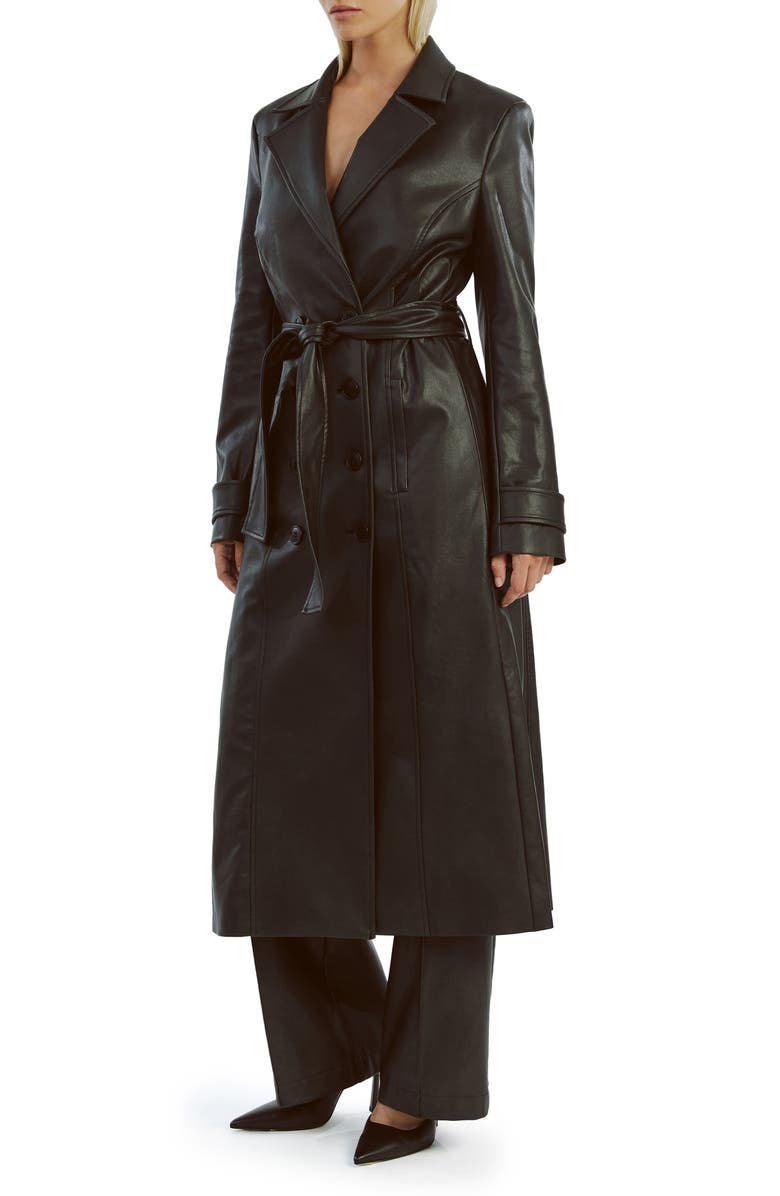 Bardot Faux Leather Trench Coat, Alternate, color, 