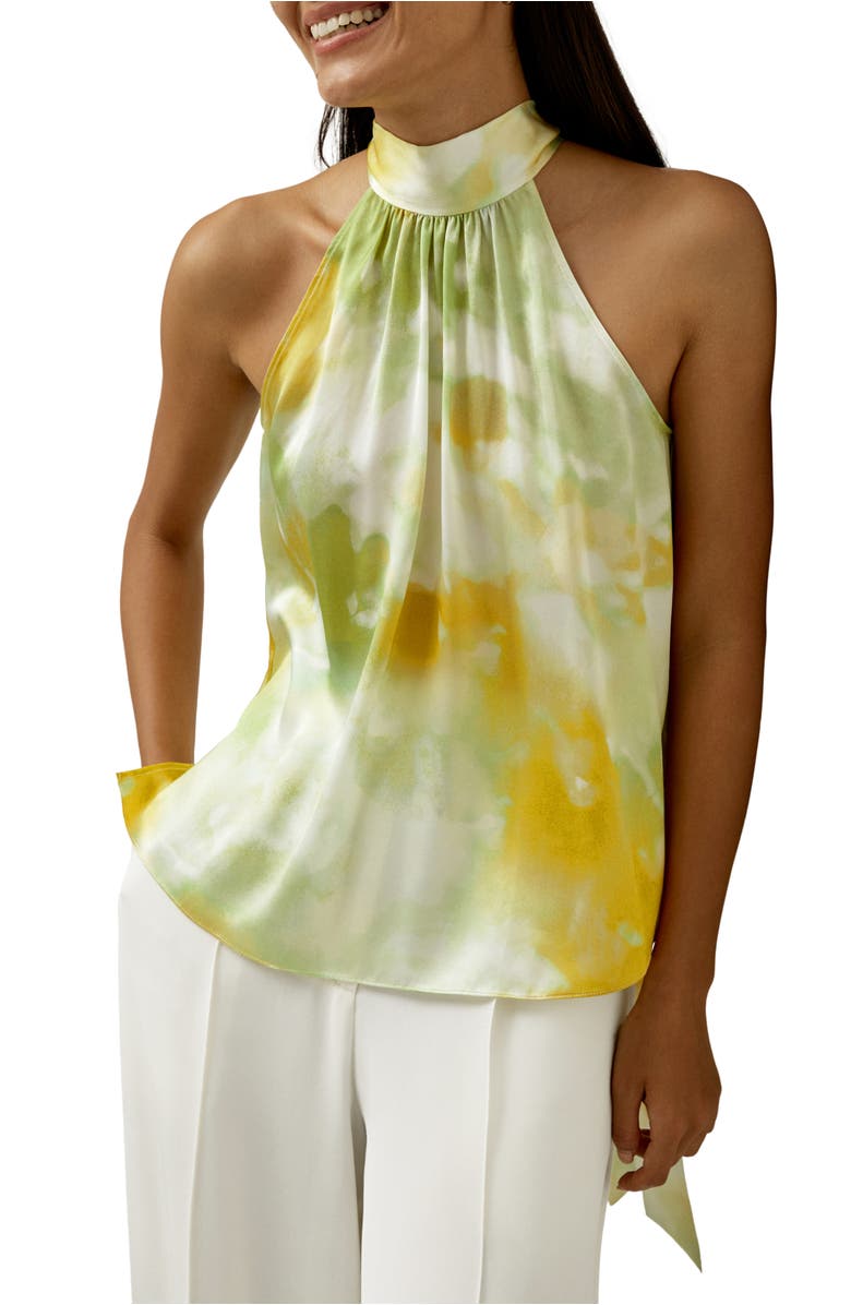 Lilysilk Print Silk Charmeuse Halter Neck Top, Main, color, Summer Visions