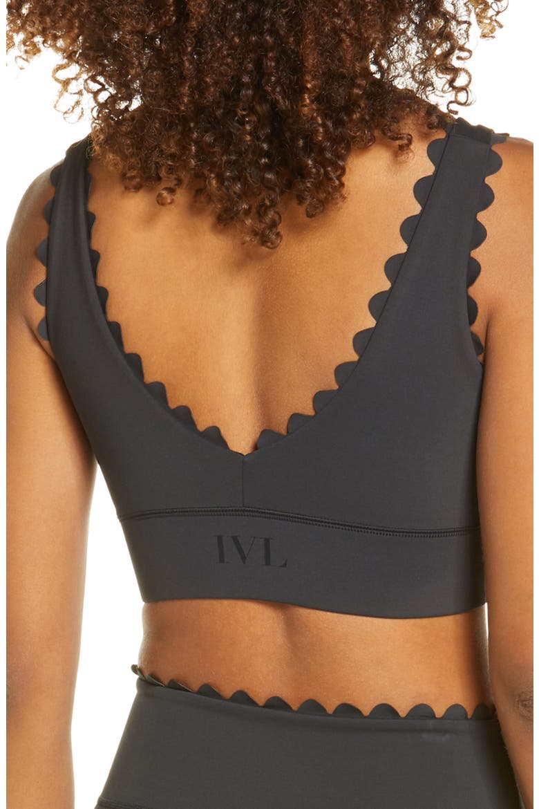 Scallop Power Sports Bra, Alternate, color, JET BLACK