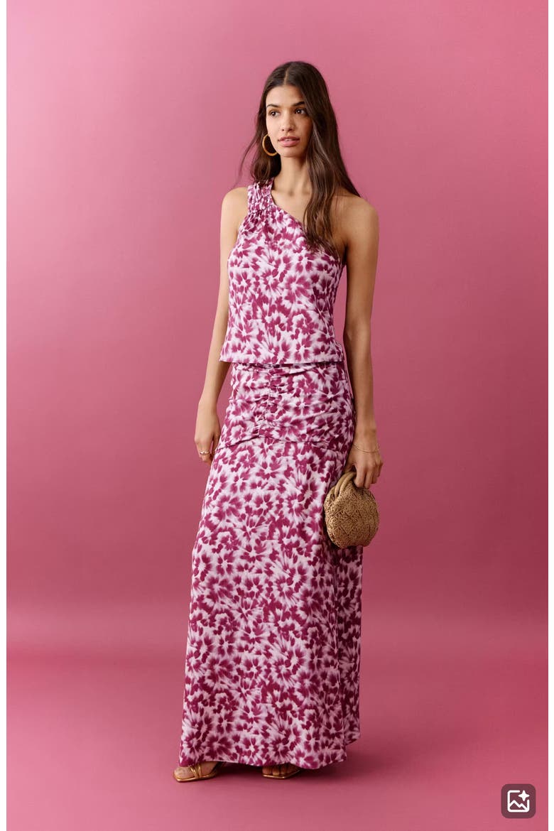 Kids' Gathered Waist Print Maxi Skirt, Alternate, color, PINK