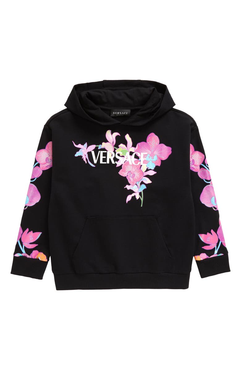 Versace Kids' Orchid Cotton Graphic Hoodie, Main, color, 