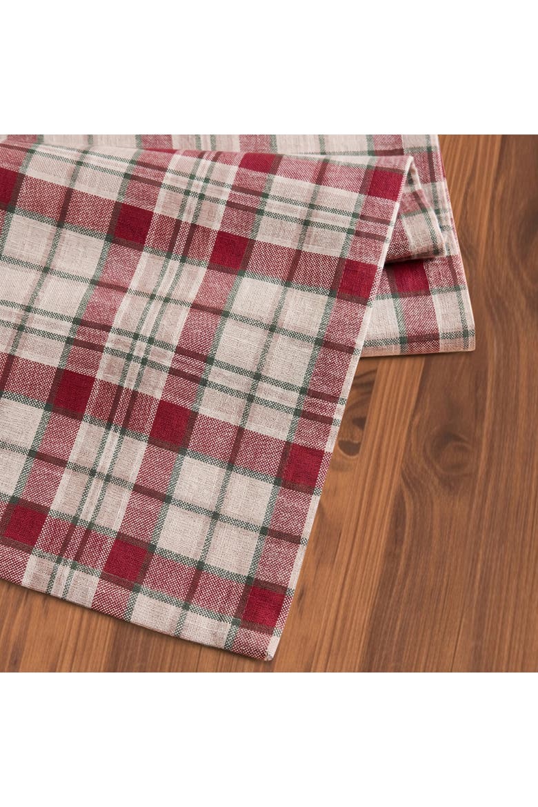 Linen Table Runner - Almond Plaid, Alternate, color, Almond Plaid