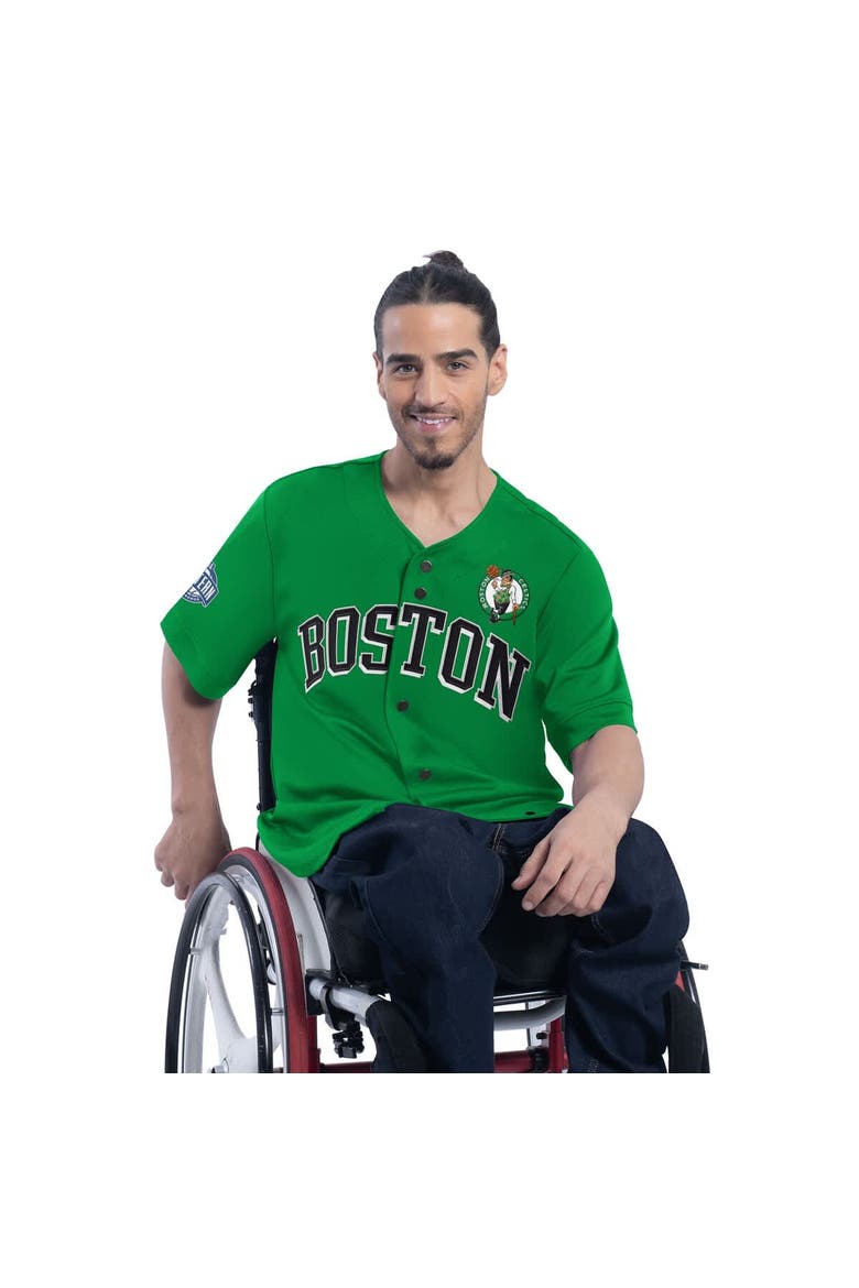 Men's G-III Sports by Carl Banks Kelly Green Boston Celtics Adaptive Star Player Fashion Baseball Jersey, Main, color, Kelly Green