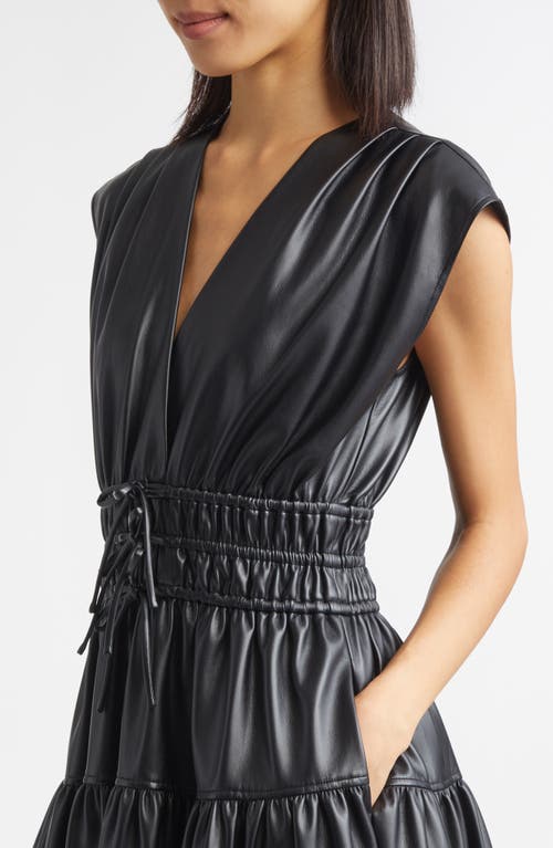 Derek Lam 10 Crosby Tora Faux Leather Fit & Flare Dress In Blue