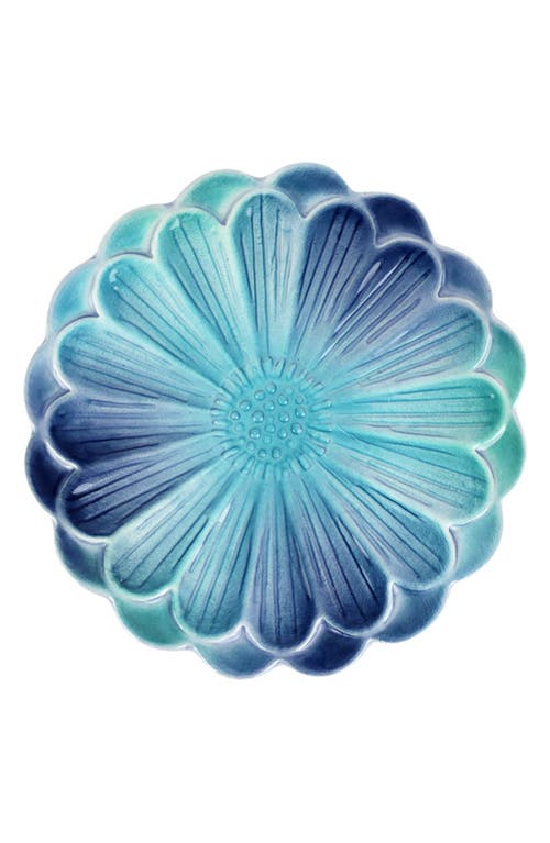 Vietri Lisbon Cobalt And Aqua Flower Cocktail Plate In Blue