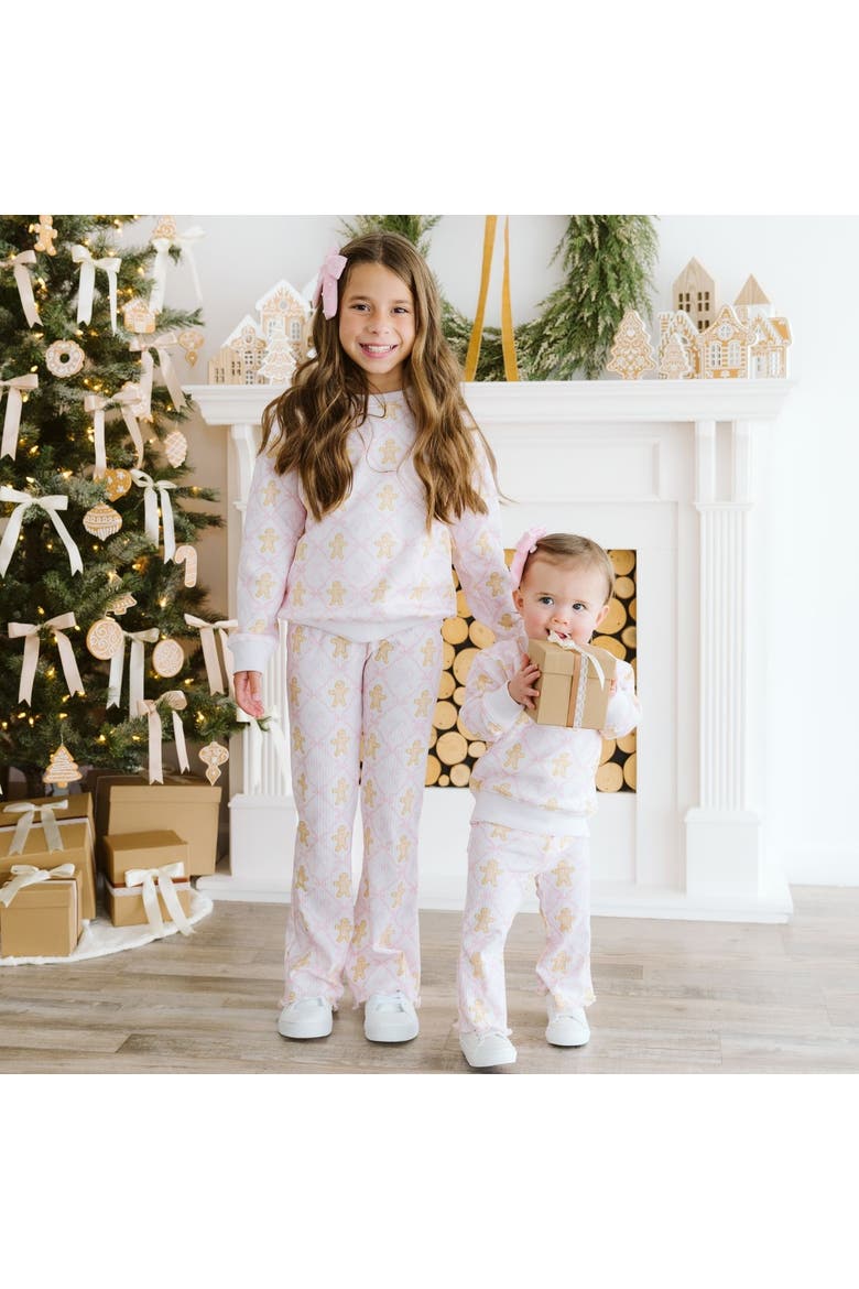Gingerbread Bow Trellis Christmas Sweatshirt, Alternate, color, Ballet Pink