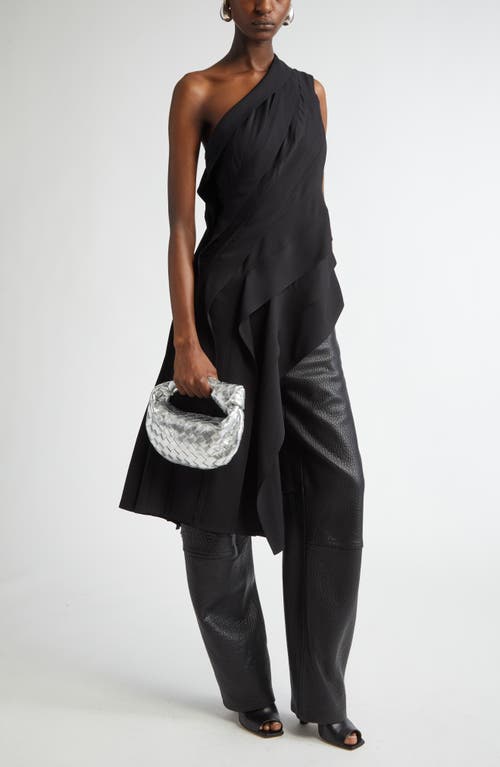 Bottega Veneta Mini Jodie Intrecciato Metallic Leather Top Handle Bag In 8101 Silverilver