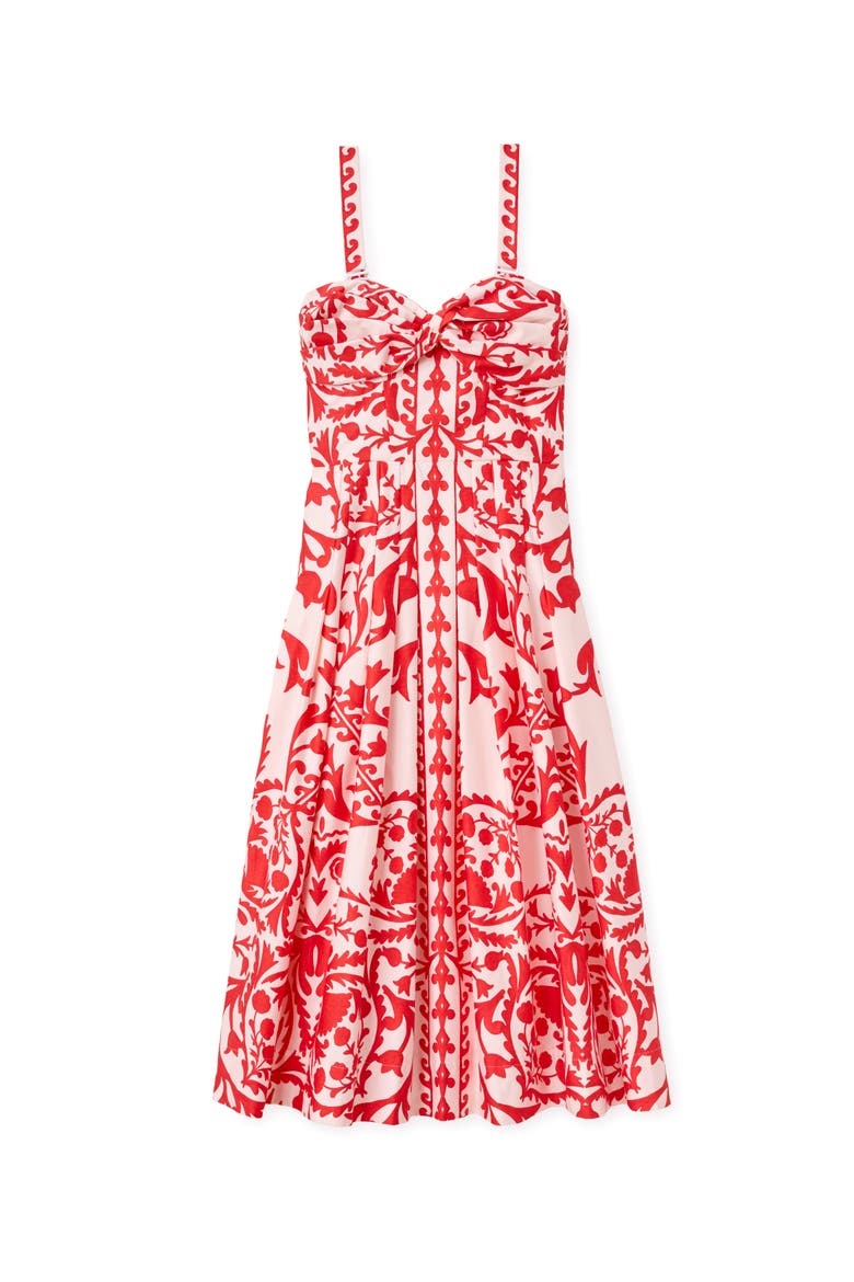Ingrid Printed Midi Dress, Main, color, Poppy