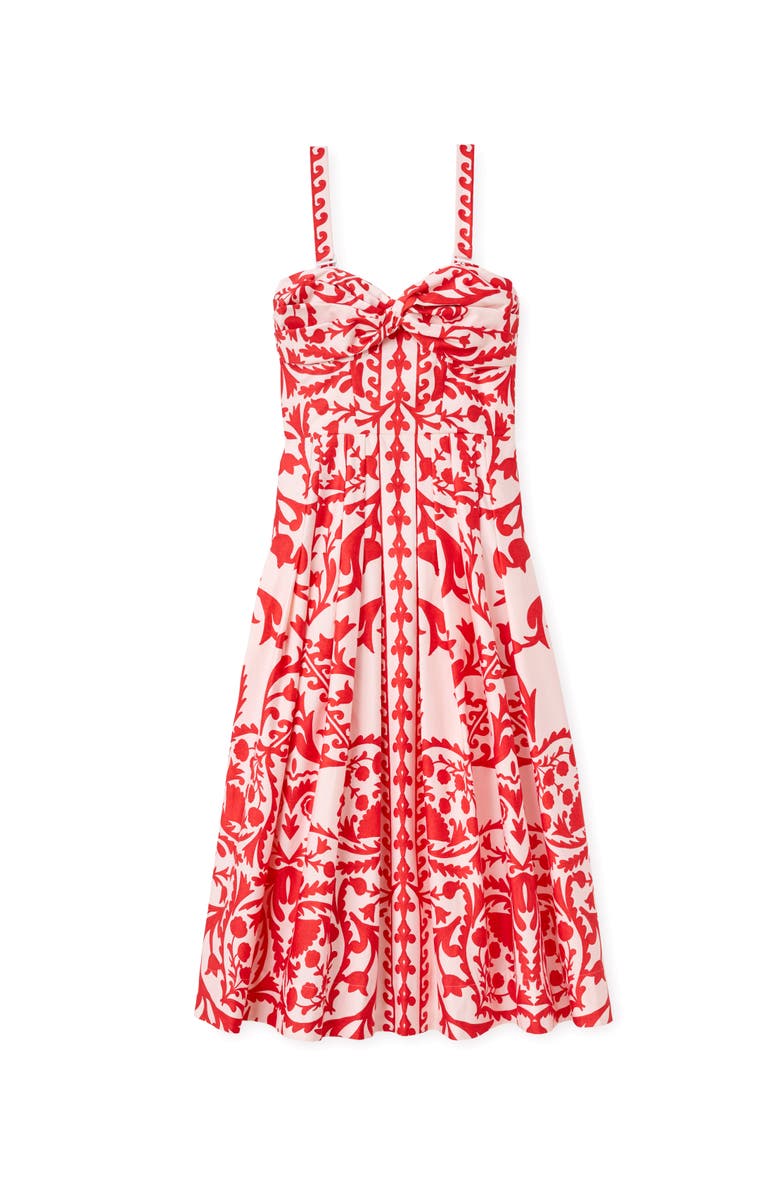 Cartolina Ingrid Printed Midi Dress, Main, color, Poppy