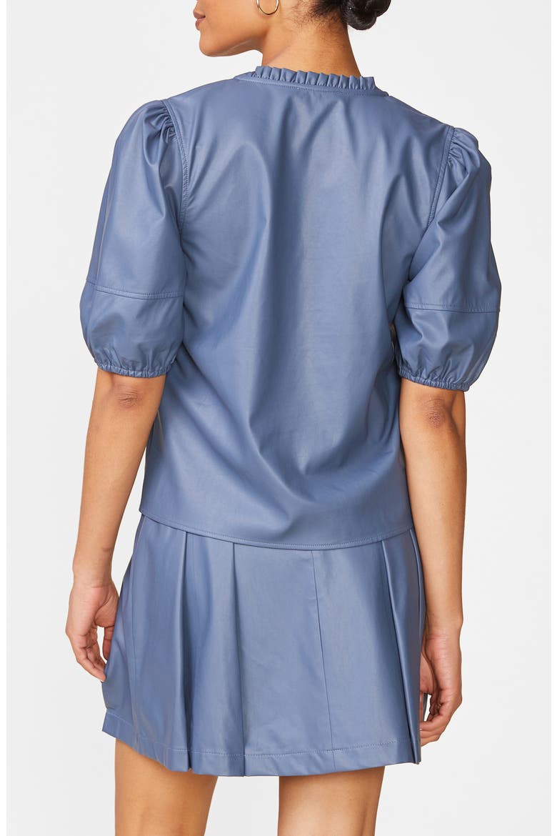 Kacey Faux Leather Top, Alternate, color, BLUE GREY