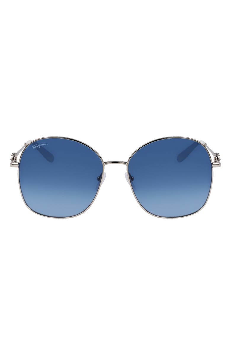 FERRAGAMO 59mm Gradient Sunglasses, Main, color, Silver/ Blue Gradient