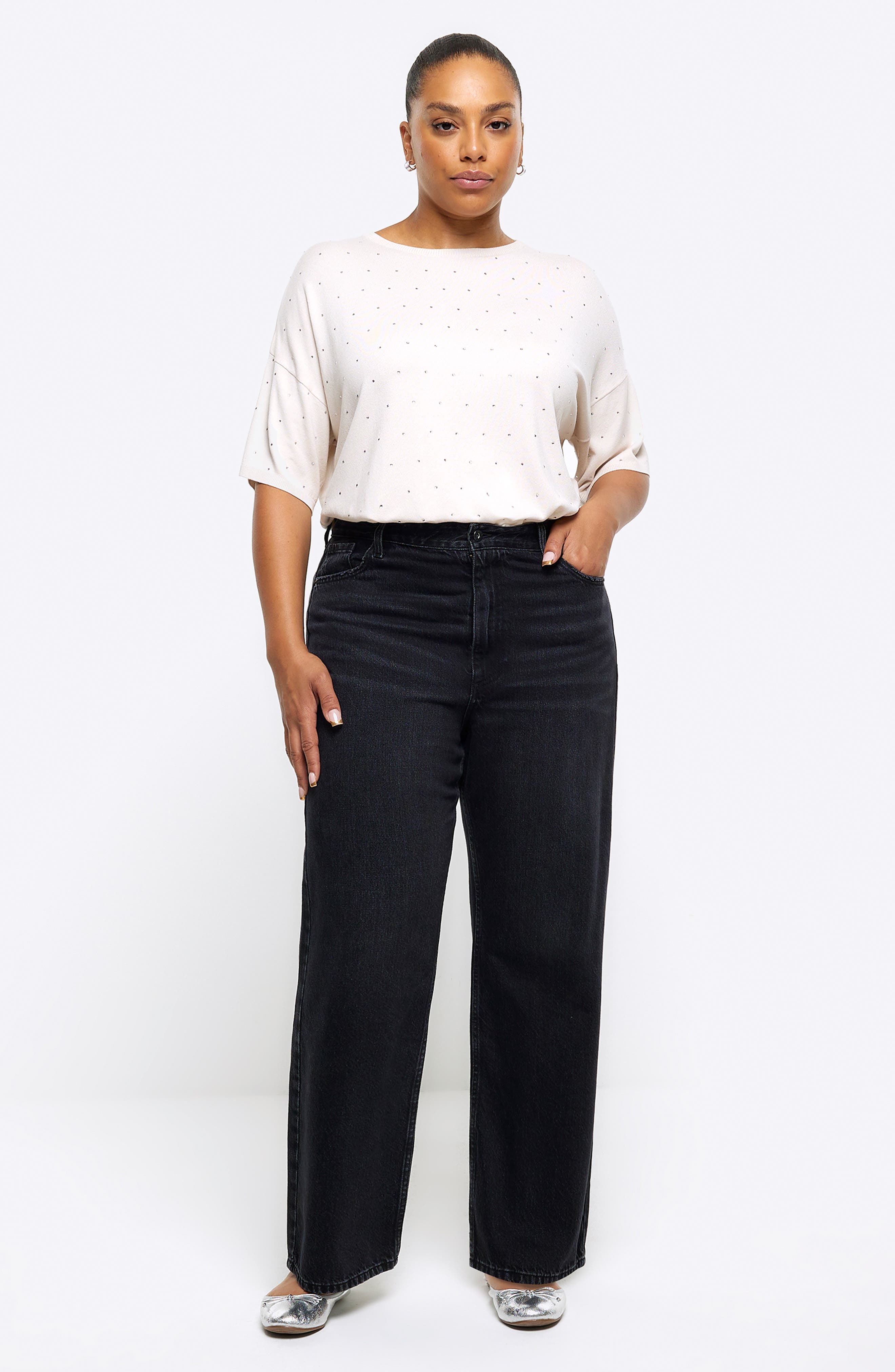 River Island Crystal Embellished T-Shirt (Women) | Nordstromrack