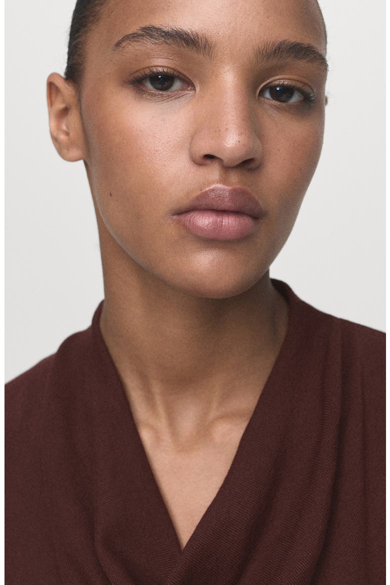 Ruched Cowl Neck Sleeveless Knit Top, Alternate, color, BROWN