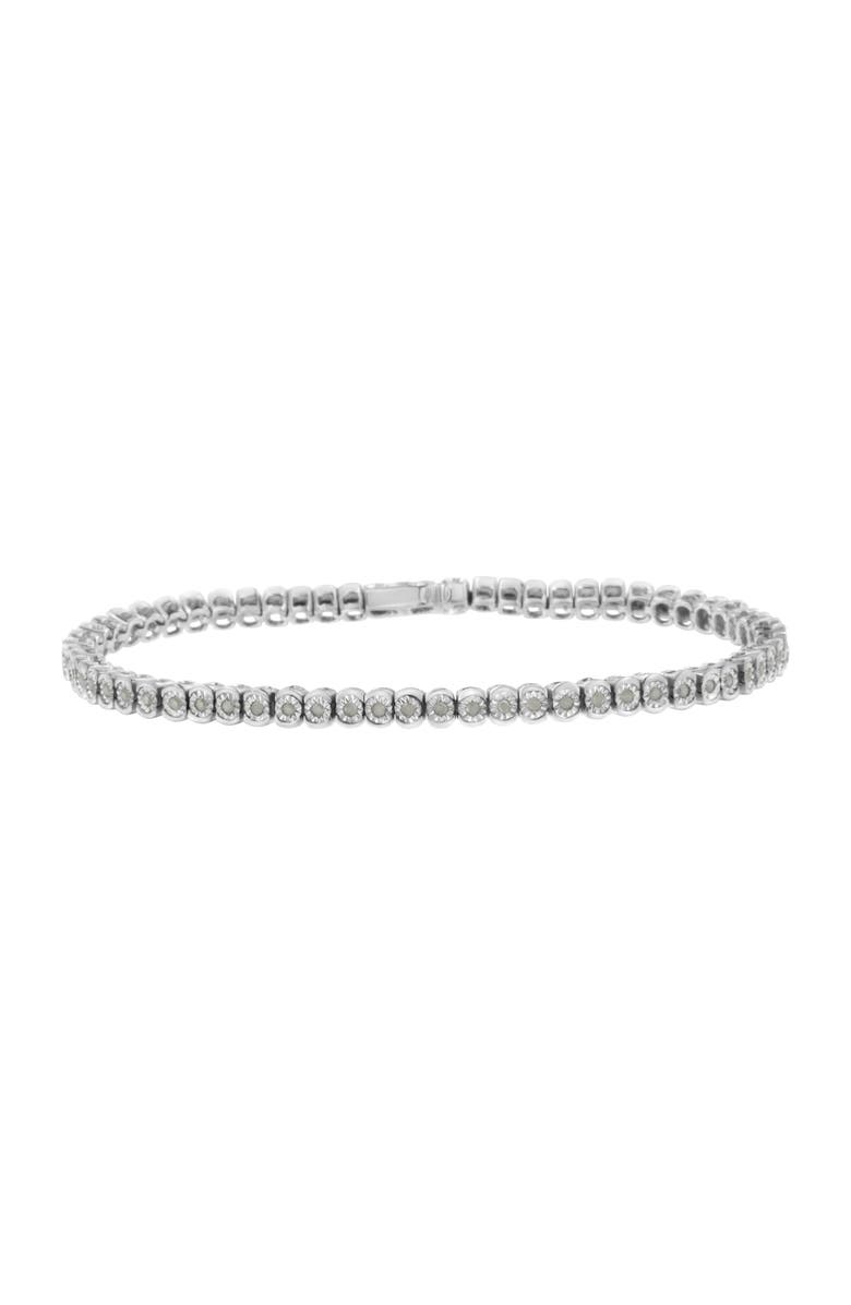 Haus of Brilliance Silver 1/2 Cttw Miracle-Set Diamond Round Half Bezel Tennis Bracelet, Main, color, White