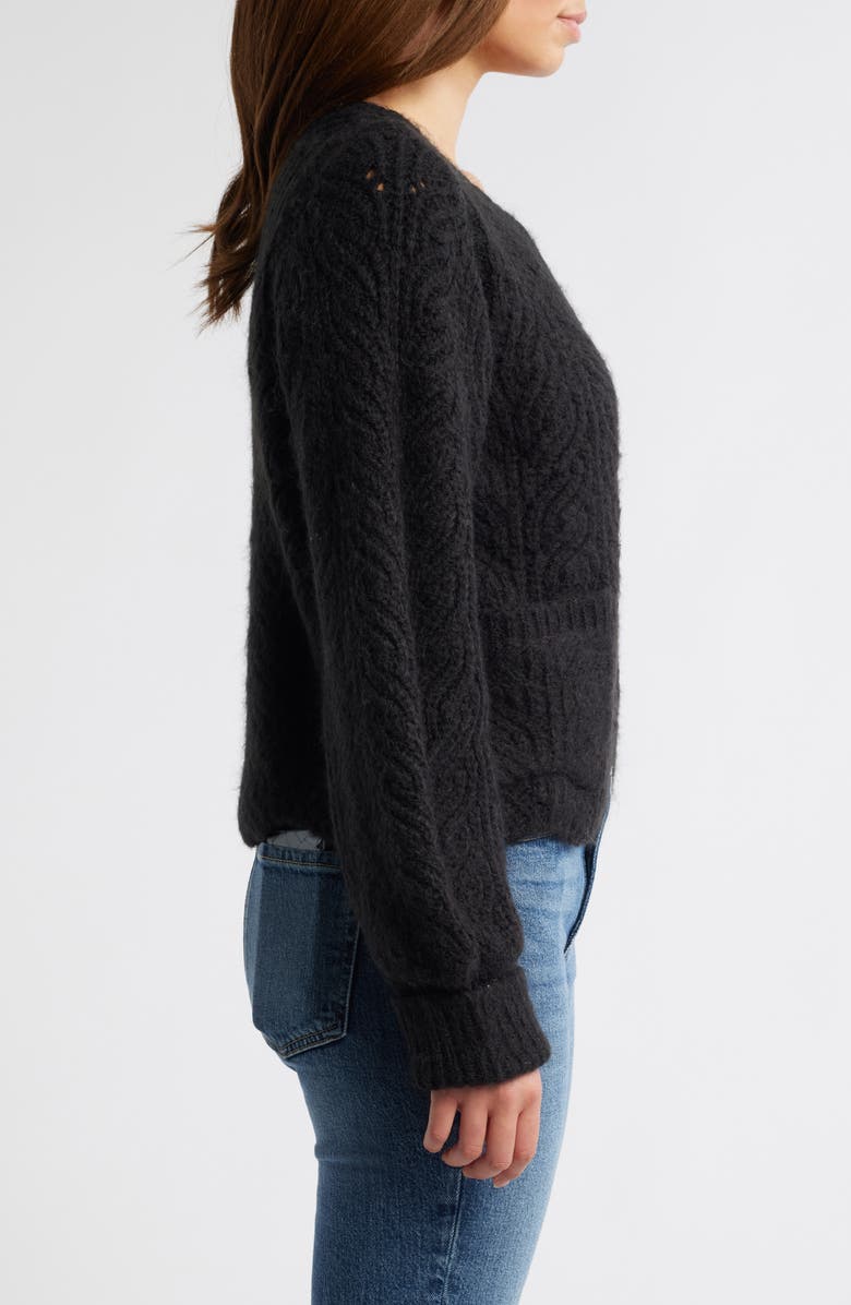 Wit & Wisdom Blouson Sleeve Cable Knit Crop Cardigan, Alternate, color,