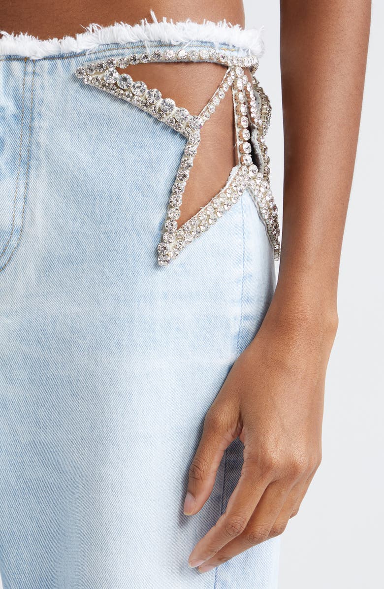 Stella McCartney Crystal Star Cutout Denim Jeans, Alternate, color, 