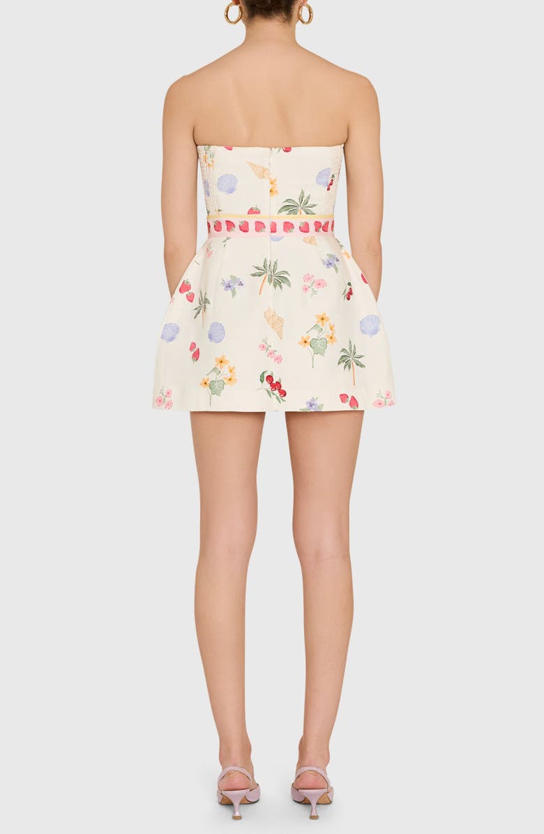 Amanda Uprichard Bethany Strapless Linen Blend Romper, Alternate, color, Boardwalk Print