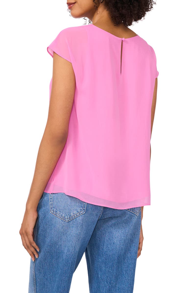 Vince Camuto Mesh Overlay Georgette Top, Alternate, color, Violet Blush