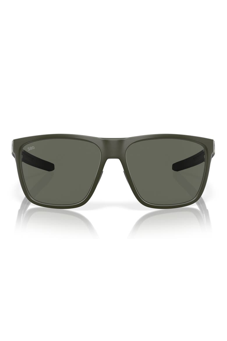 62mm Polarized Square Sunglasses, Main, color, MATTE OLIVE/ GRAY 580G