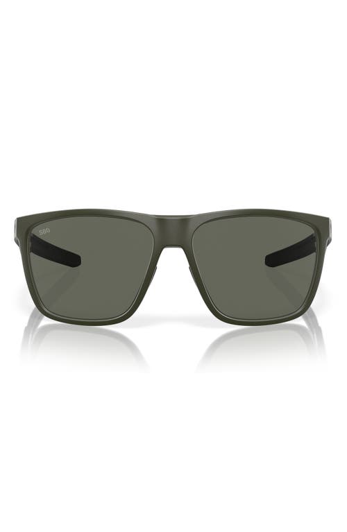 Costa Del Mar 62mm Polarized Square Sunglasses In Matte Olive/gray 580g